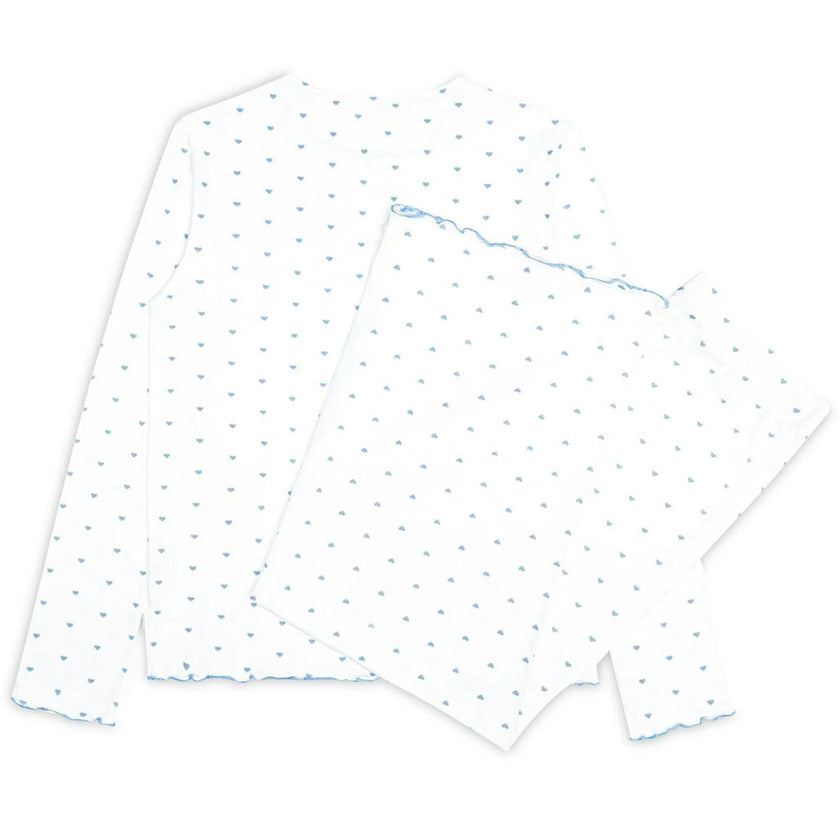 women's blue heart pima pajamas set