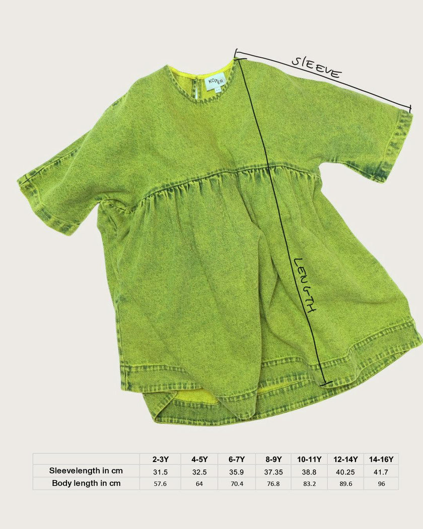 Kids Rumi Acid Green Overdye Denim Dress