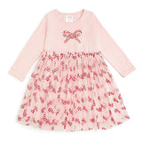 Candy Cane Confetti Christmas Long Sleeve Tutu Dress