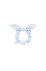 Seersucker Bow Scrunchie, Blue/White