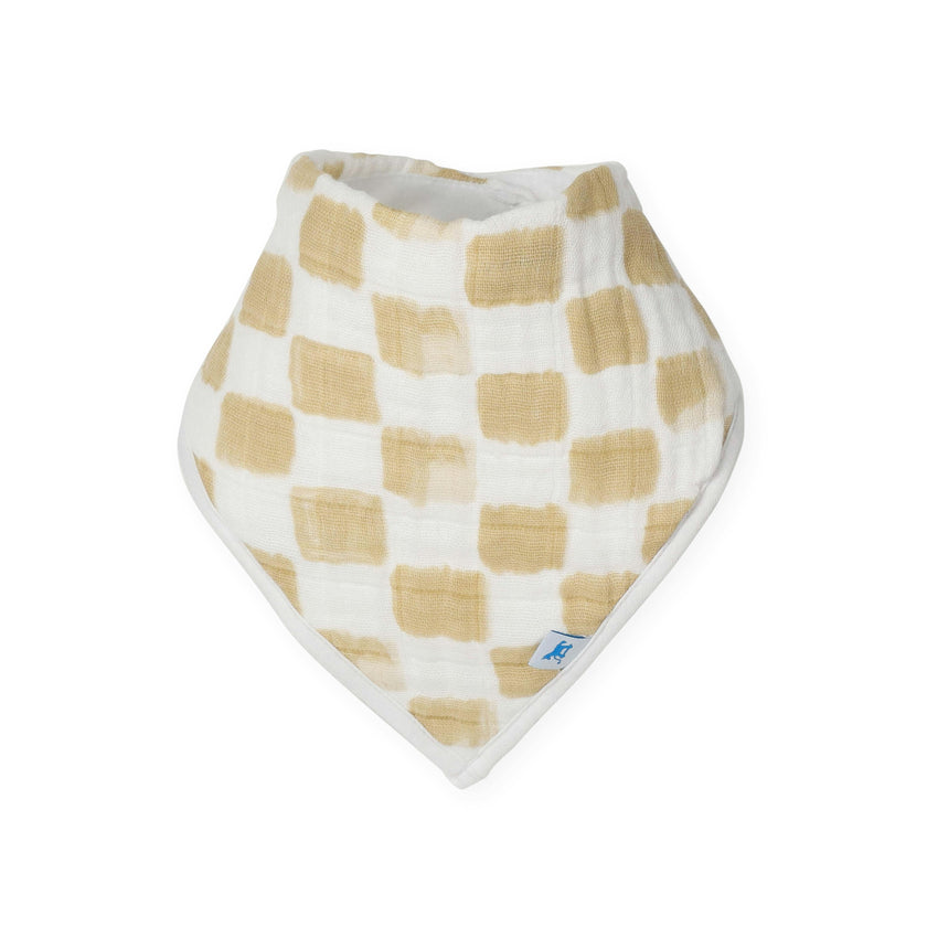 Cotton Muslin + Fleece Bandana Bib 4 Pack - Adobe Checker