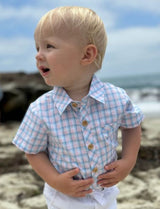 PINK/BLUE PLAID HELFORD WOVEN ONESIE