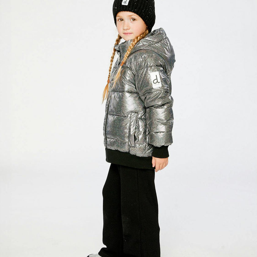 Winter Puffy Jacket Black Glitter
