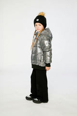 Winter Puffy Jacket Black Glitter