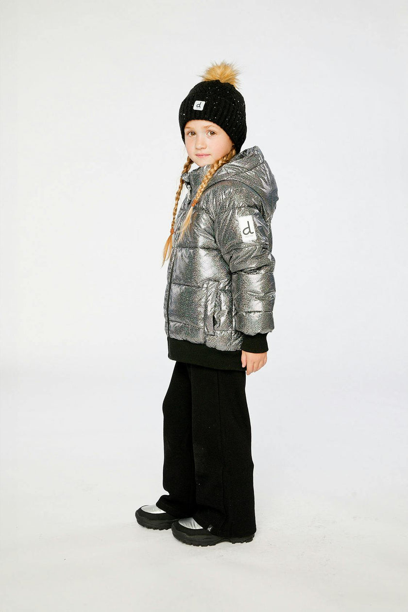 Winter Puffy Jacket Black Glitter
