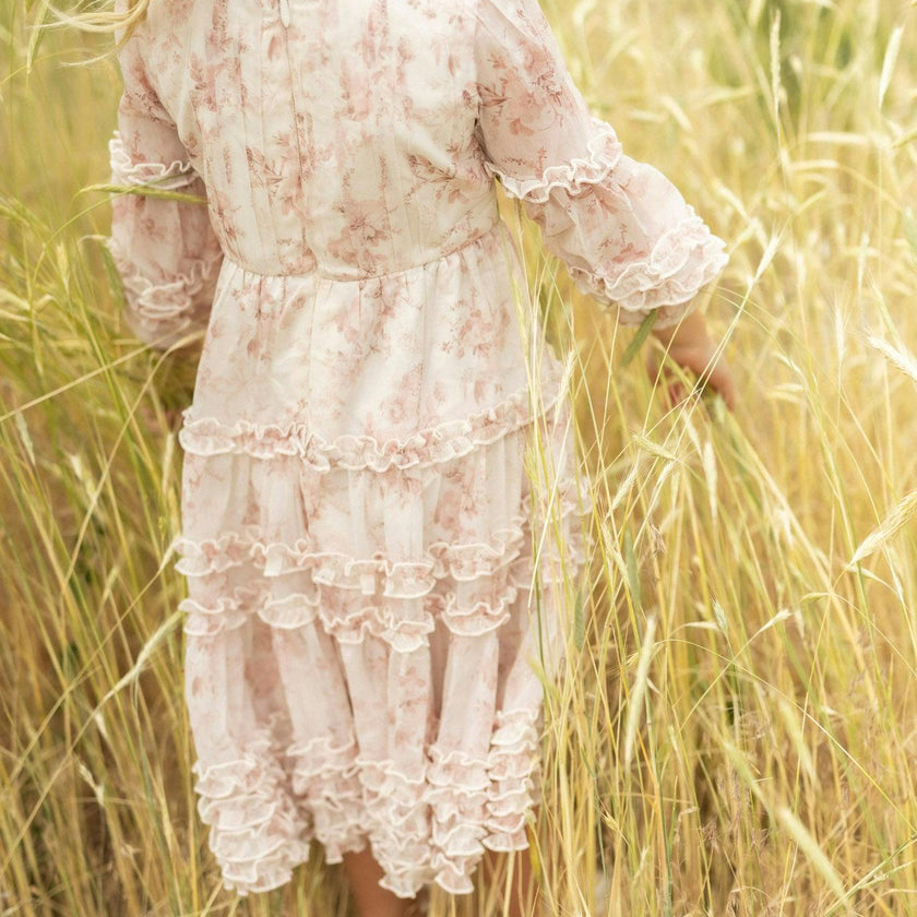 Mini Geneva Dress in Banana Creme Aquarelle Fleur