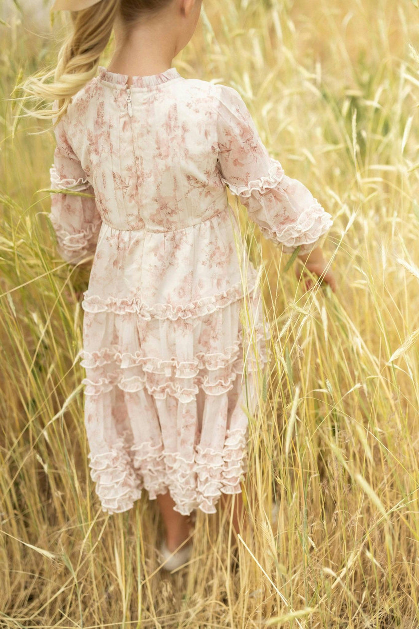 Mini Geneva Dress in Banana Creme Aquarelle Fleur