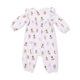 Bestie Dogs Pink - Ruffle Sleeve Snap Romper