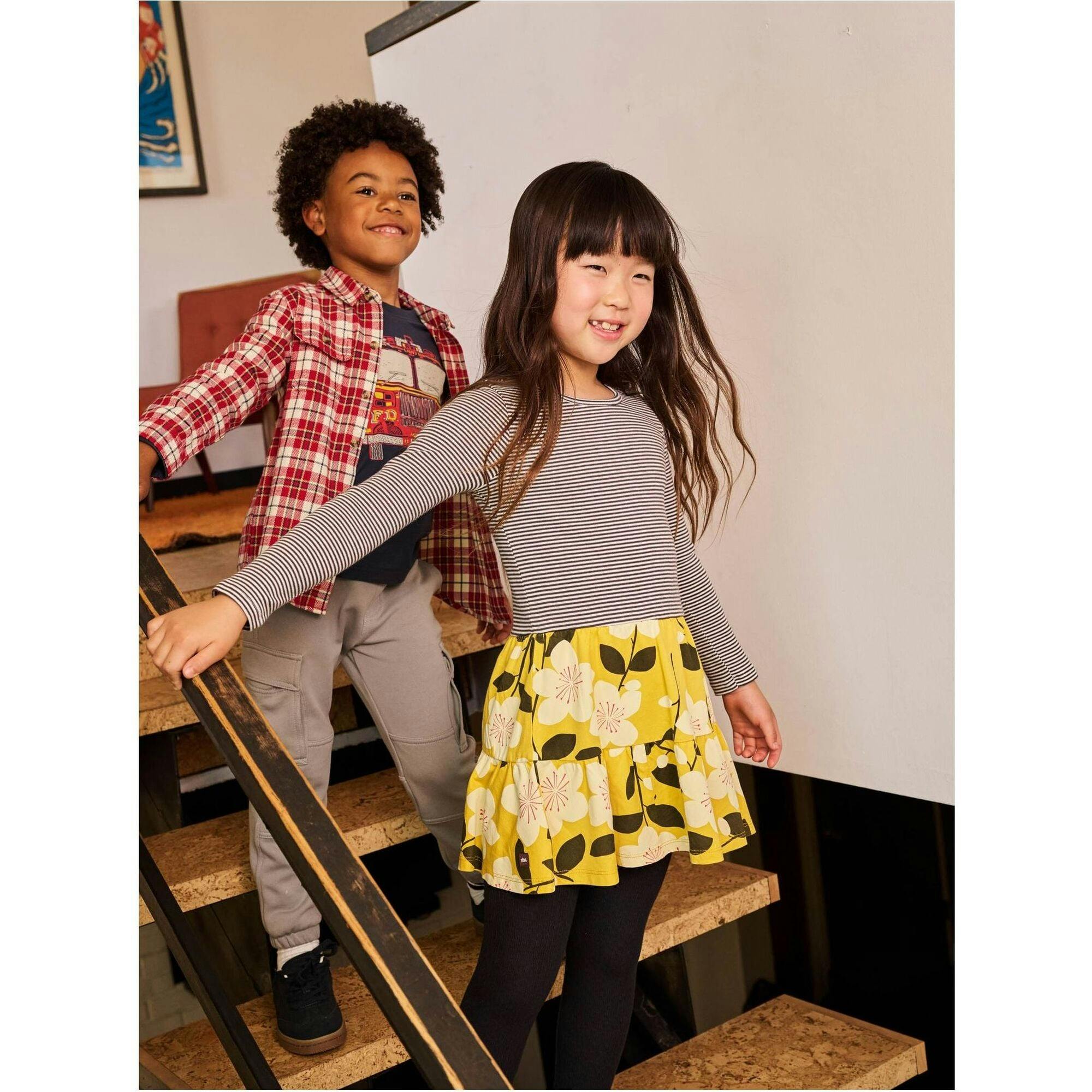 Tiered Skirted Twirl Dress, Yellow