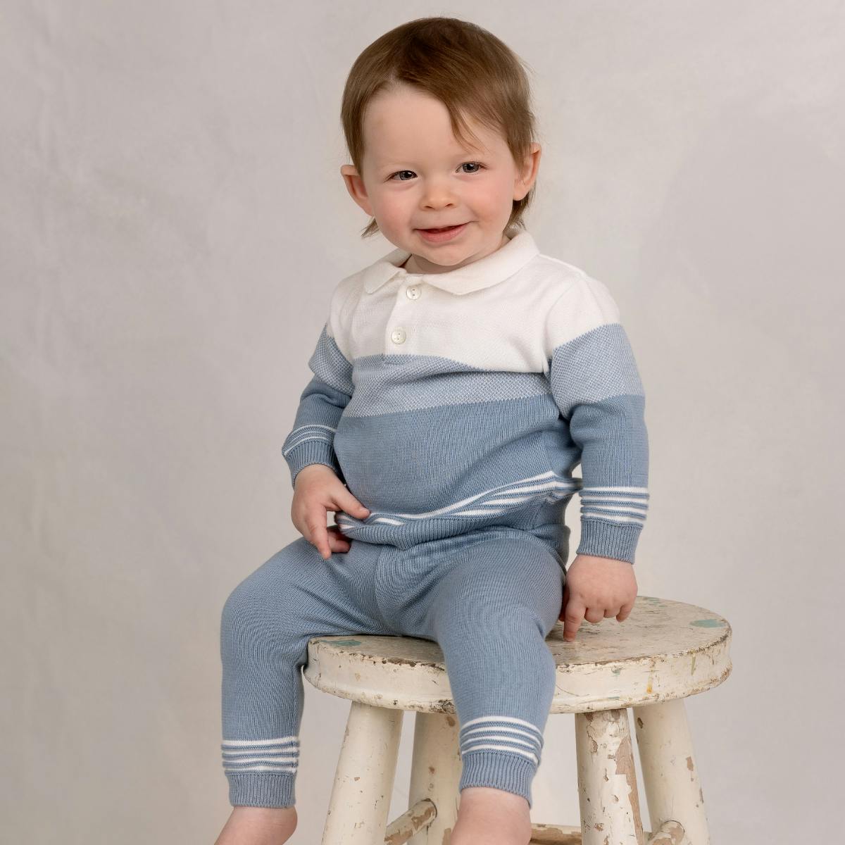 Boys Collared Colorblock Knit Set