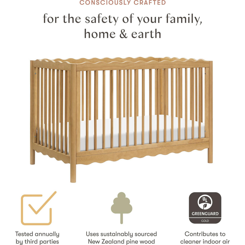 Swell 4-in-1 Convertible Crib with Toddler Bed Conversion Kit in Honey