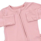 Solid Mellow Rose - 2 Way Ruffle Back Zipper Footie