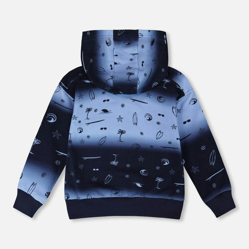 Hooded French Terry Cardigan Blue Gradient