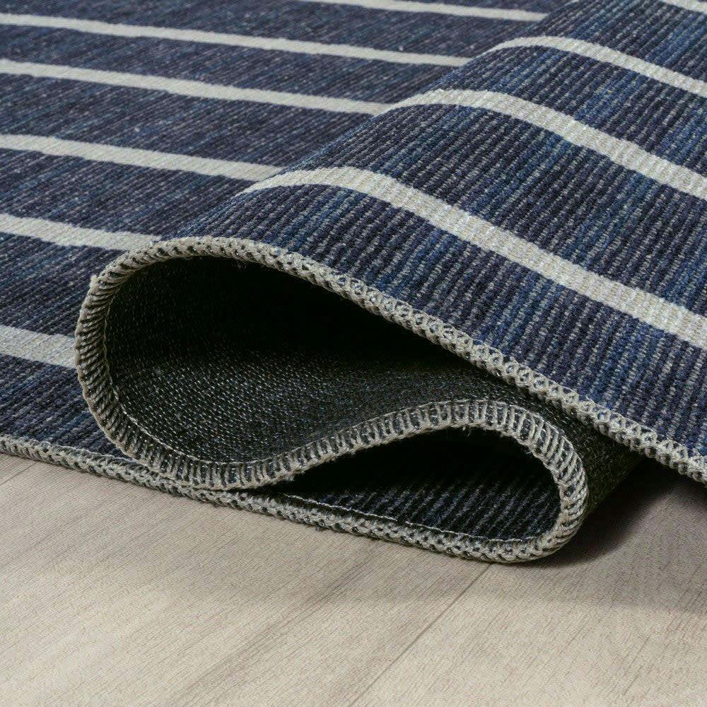 Rand Distressed Ticking Stripe Machine-washable Area Rug