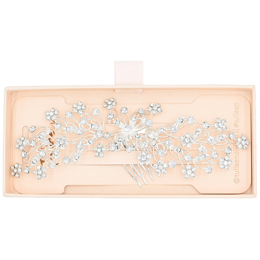Crystal Rhinestone Botanical Hair Comb