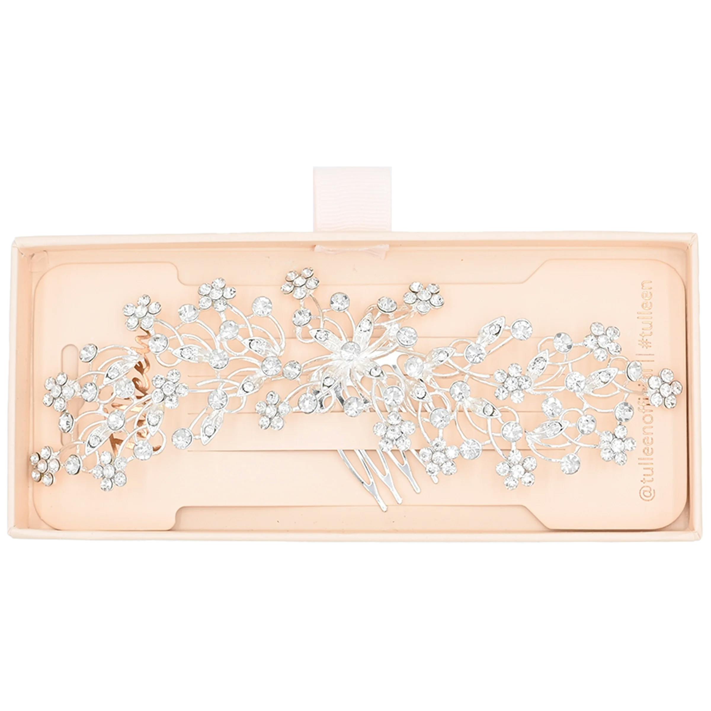 Crystal Rhinestone Botanical Hair Comb
