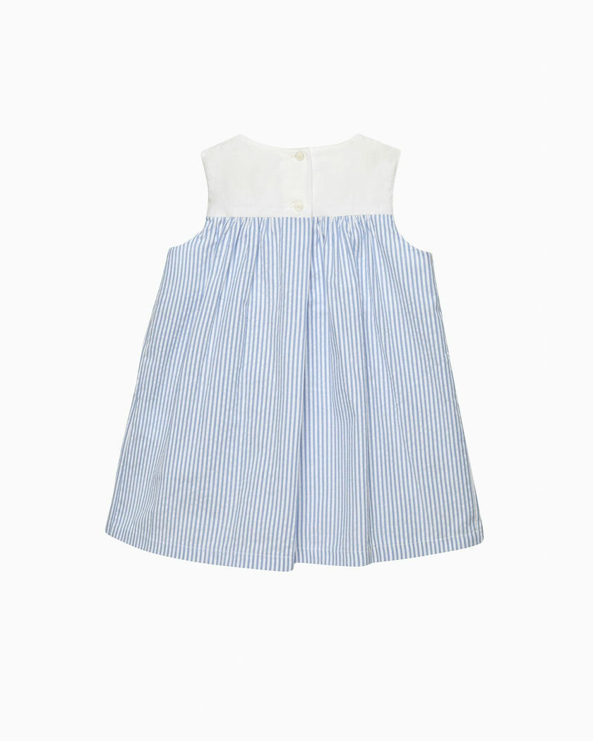 Baby Pinafore Duck Dress in Blue Stripe