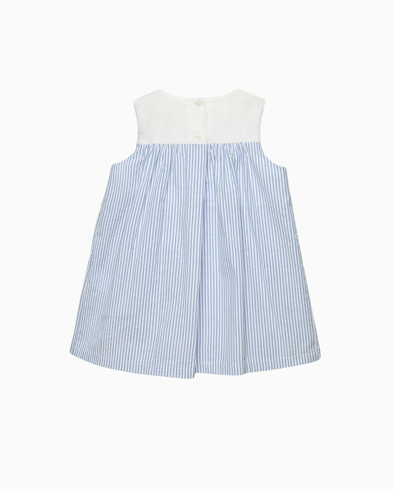 Baby Pinafore Duck Dress in Blue Stripe