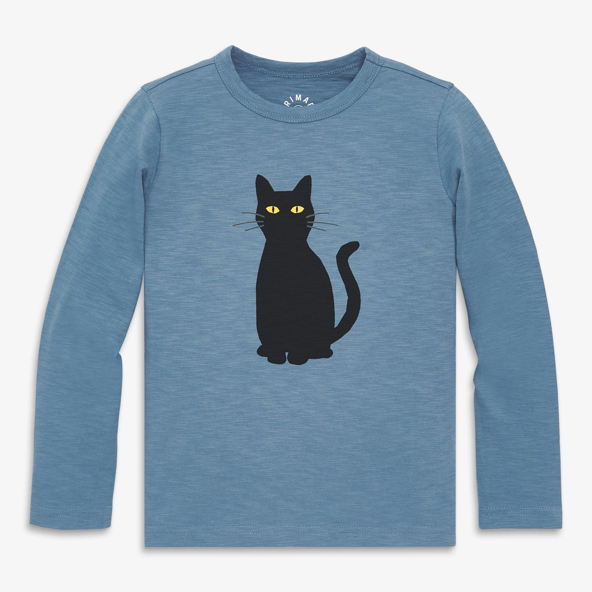 Kids long sleeve black cat tee