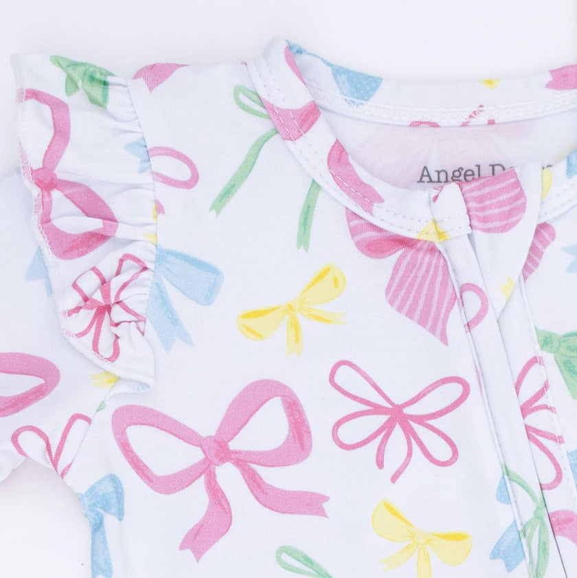 Sweet Bows - 2 Way Ruffle Sleeve Zipper Footie