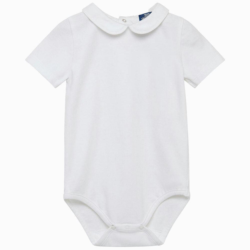 Baby Short-Sleeved Milo Piped Bodysuit in White