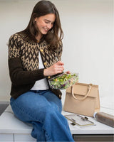 Medium Stylish, Chic Insulated Lunchbox, Cream Croc