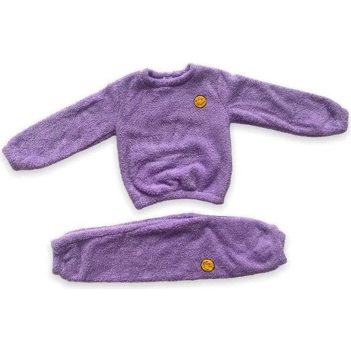 Bright Smiley Fuzzy Sweatshirt And Pant Set