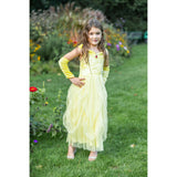 Velvety Soft Yellow Princess Gown with Arm Warmers