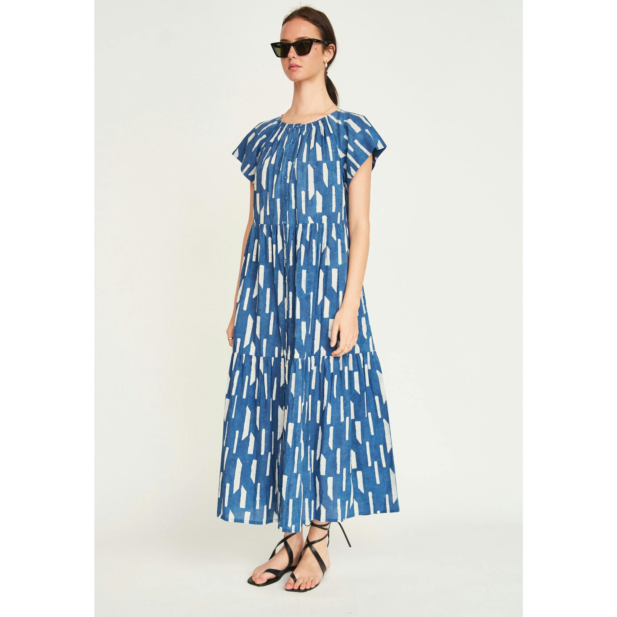 Vienna Maxi Dress in Indigo Rainfall