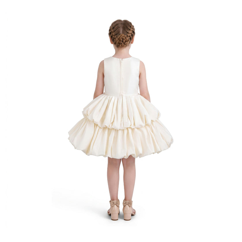Champagne Marina Satin Tiered Dress