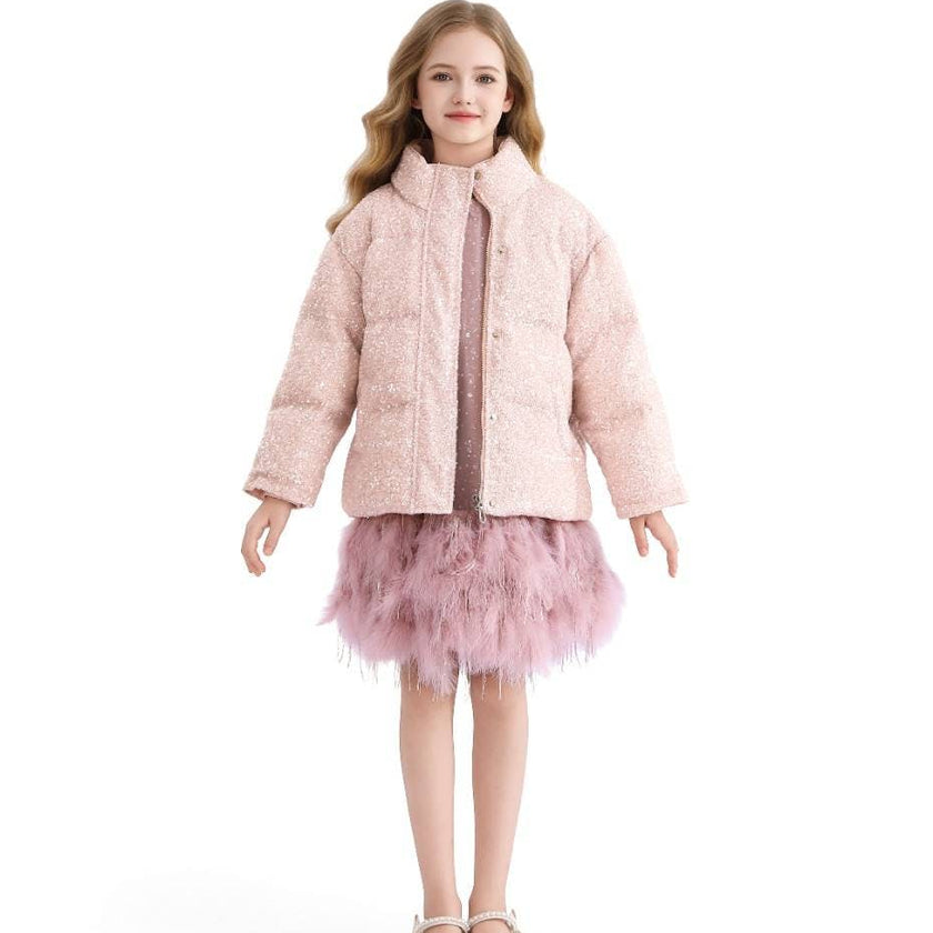 Pink Glitter Puffer Jacket