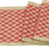 Artisan Hand Loomed Cotton Table Runner - Red Green Stitching - 18"x96" Arcadia Home