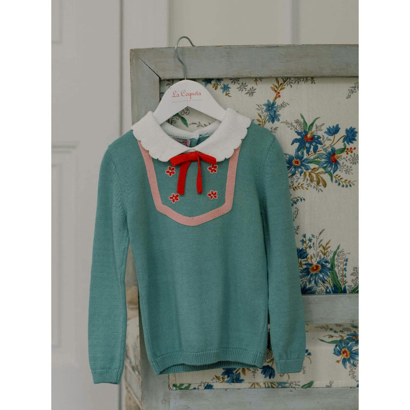Sage Green Madena Cotton Girl Jumper