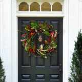 Faux 30 Inch Myrtle Led Wreath with Red Bells
