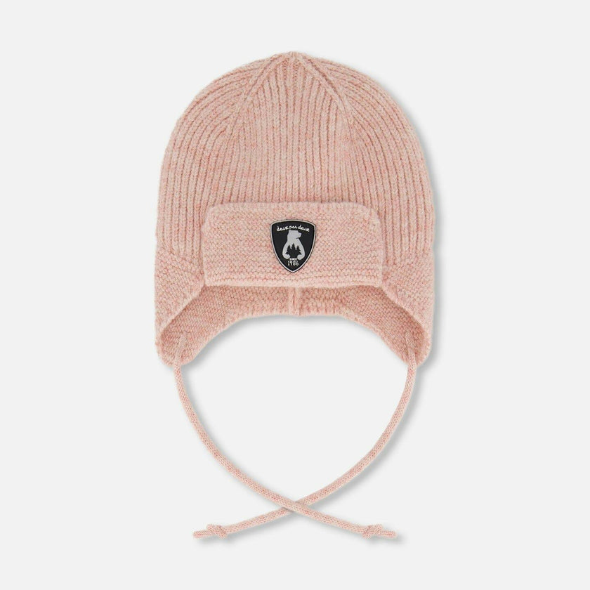 Lined Baby Knit Hat with Ears and Strings