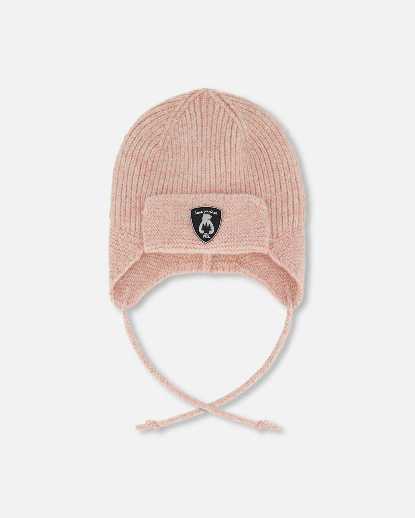 Lined Baby Knit Hat with Ears and Strings