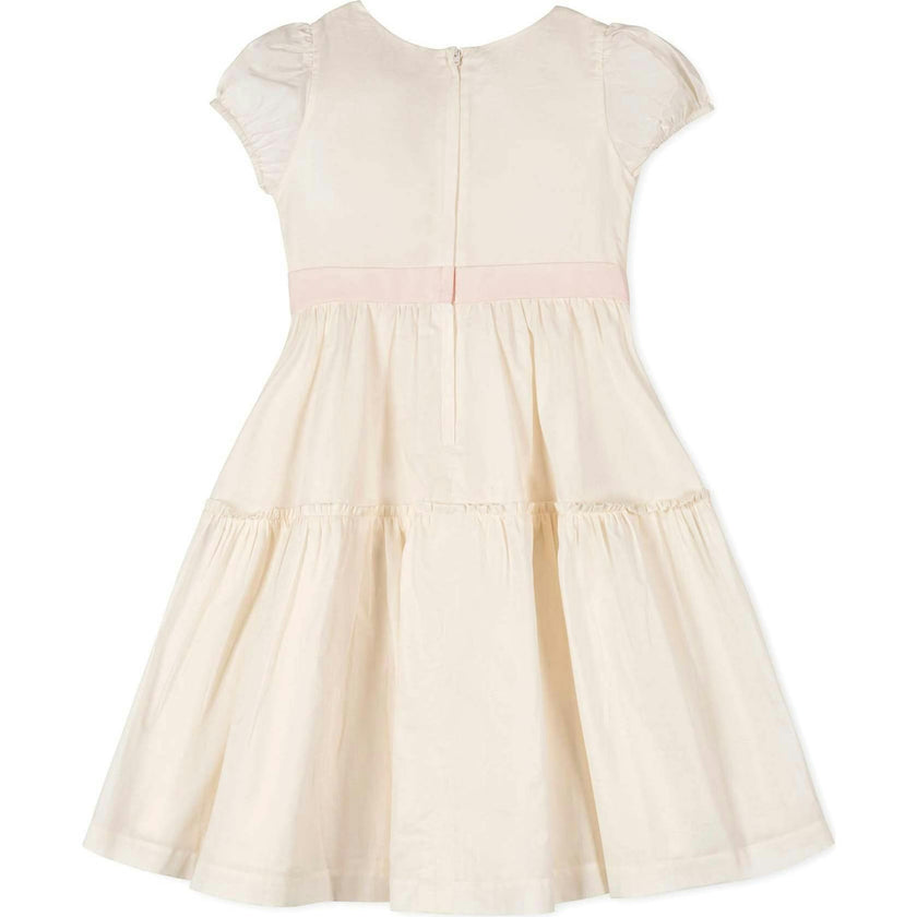 Organic Puff Sleeve Tiered Party Dress, White