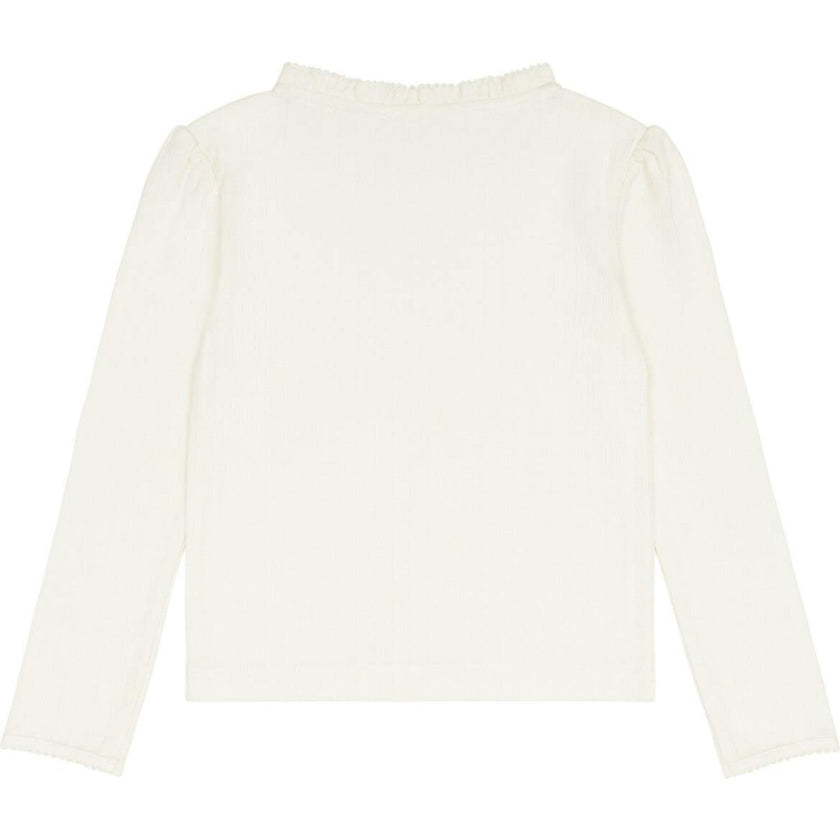 girls cream ruffle pointelle long sleeve shirt