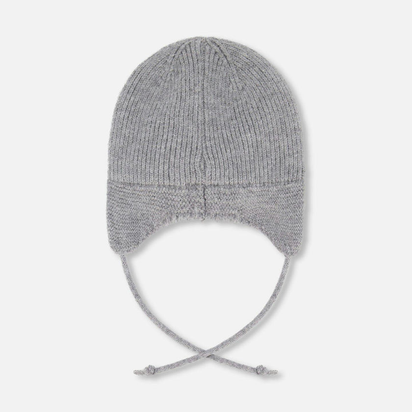 Lined Baby Knit Hat with Ears and Strings