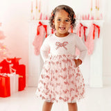 Candy Cane Confetti Christmas Long Sleeve Tutu Dress