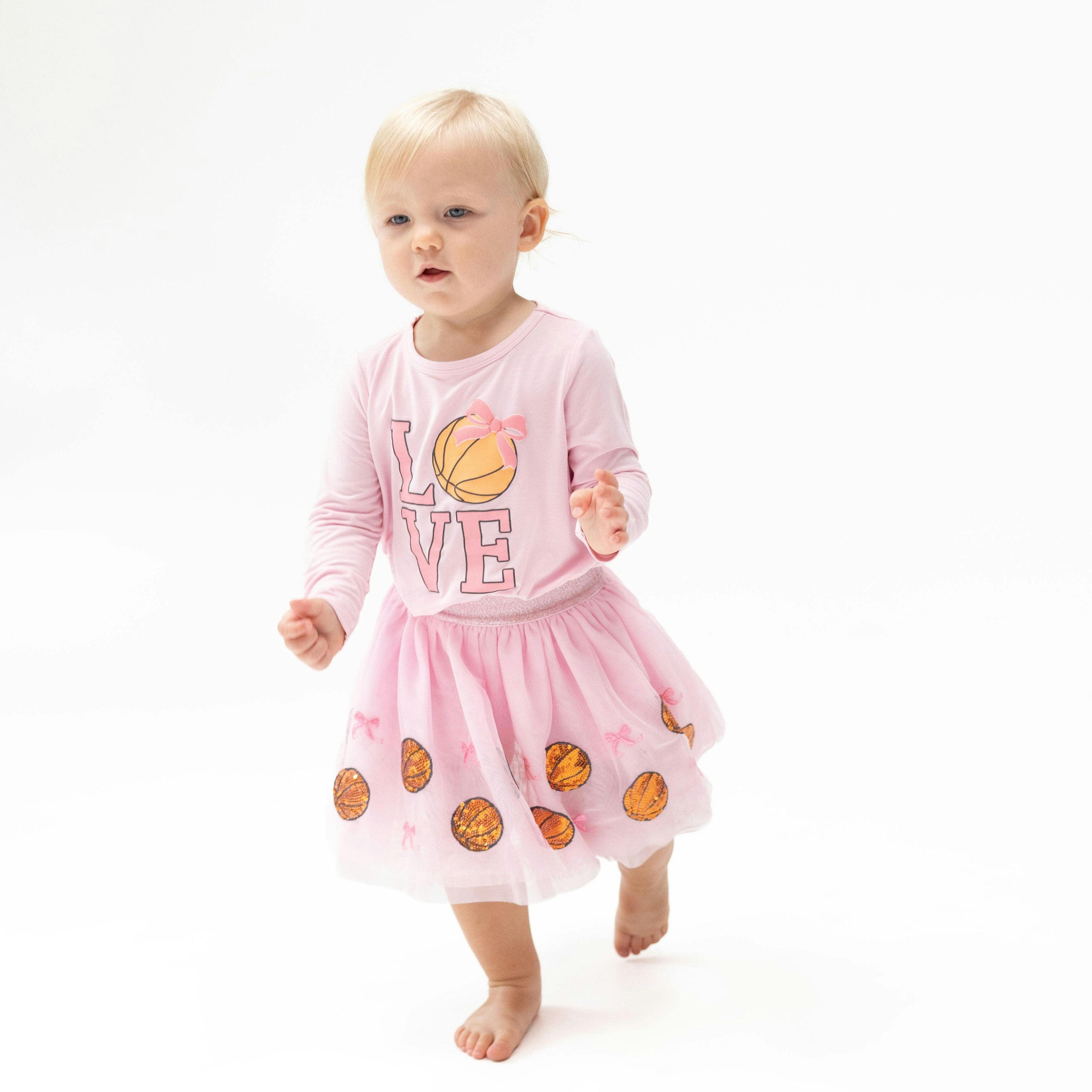 Basketball Pink - Tutu Skirt with Bike Shorts