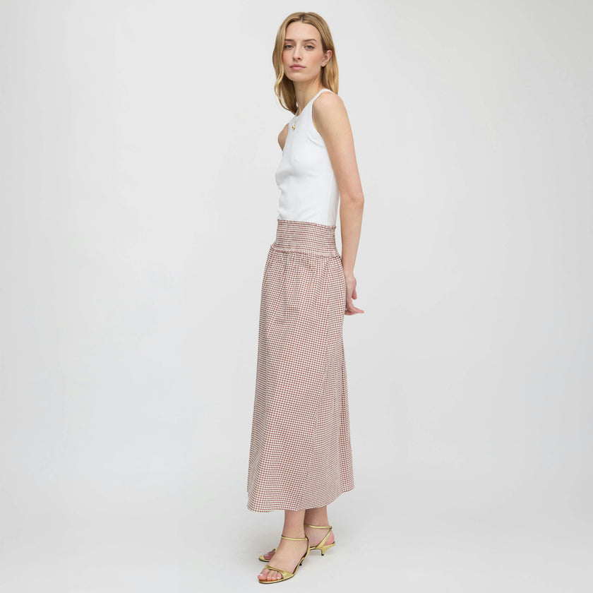 The Delphine Nap Skirt - Cognac Gingham