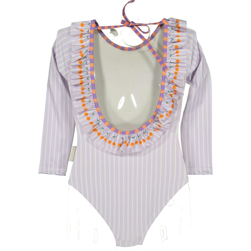 Lavender cherry long sleeve swimsuit