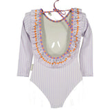 Lavender cherry long sleeve swimsuit