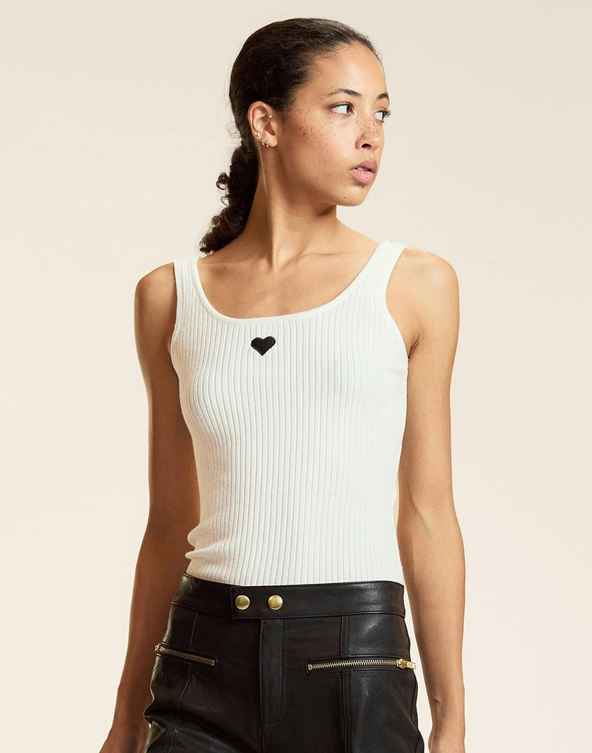 Heart Embroidered Knit Top