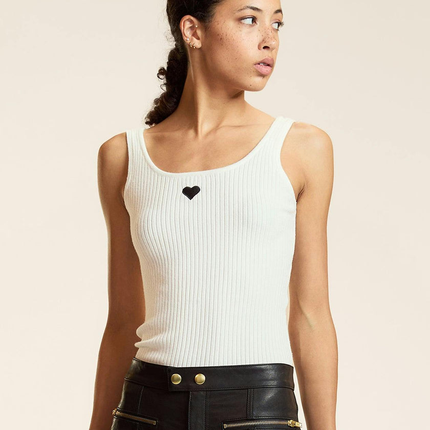 Heart Embroidered Knit Top