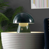 Porcini 7" Contemporary Bohemian Rechargeable/Cordless Iron Integrated LED Mushroom Table Lamp