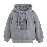 Gray Embellished Hooded Sweatshirt
