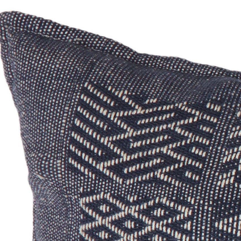 Artisan Hand Loomed Cotton Square Pillow - Indigo Blocks - 24" Arcadia Home