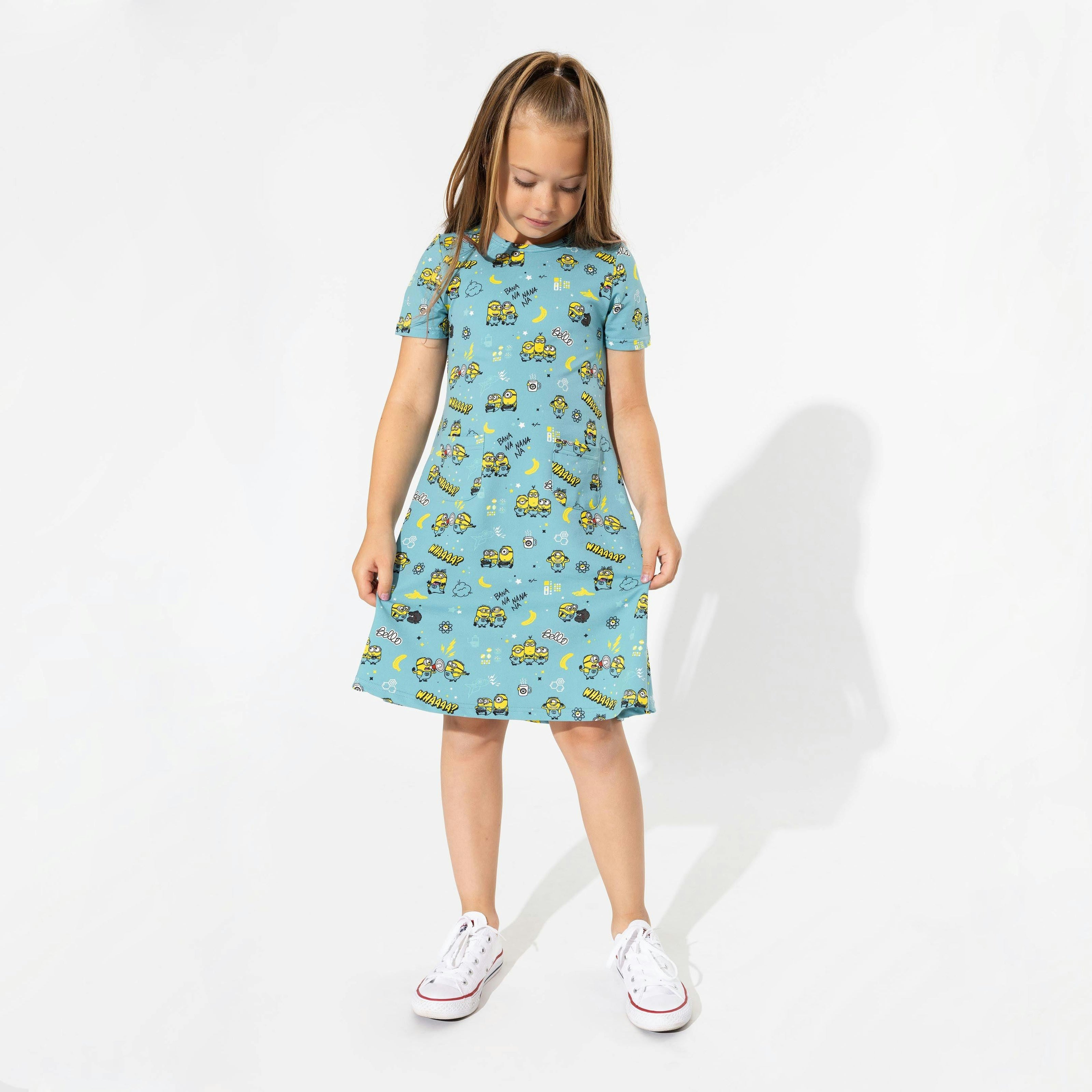 Minions Bello Banana Terry Daywear Girls' Short Sleeve Dress
